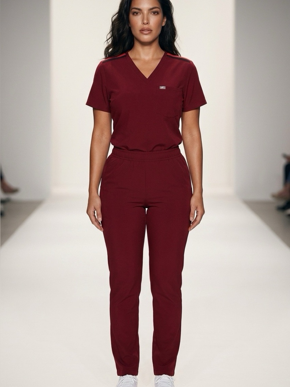 V-Neck Women’s Medical Scrub Top - Burgundy